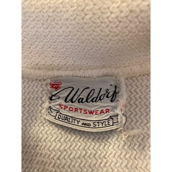 Vintage Waldorf Sportswear Sweater Jacket White & Brown Patterned Zip-Up Large - Picture 4 of 8